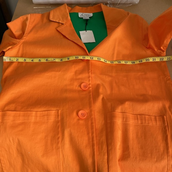 NWOT LINEA by Louis Dell’Olio Coat. Medium. Orange/Green Trim - Picture 7 of 7